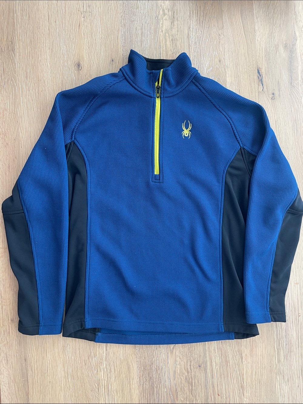 Spyder Royal Blue and Black Half-Zip Pullover with Neon Yellow Trim